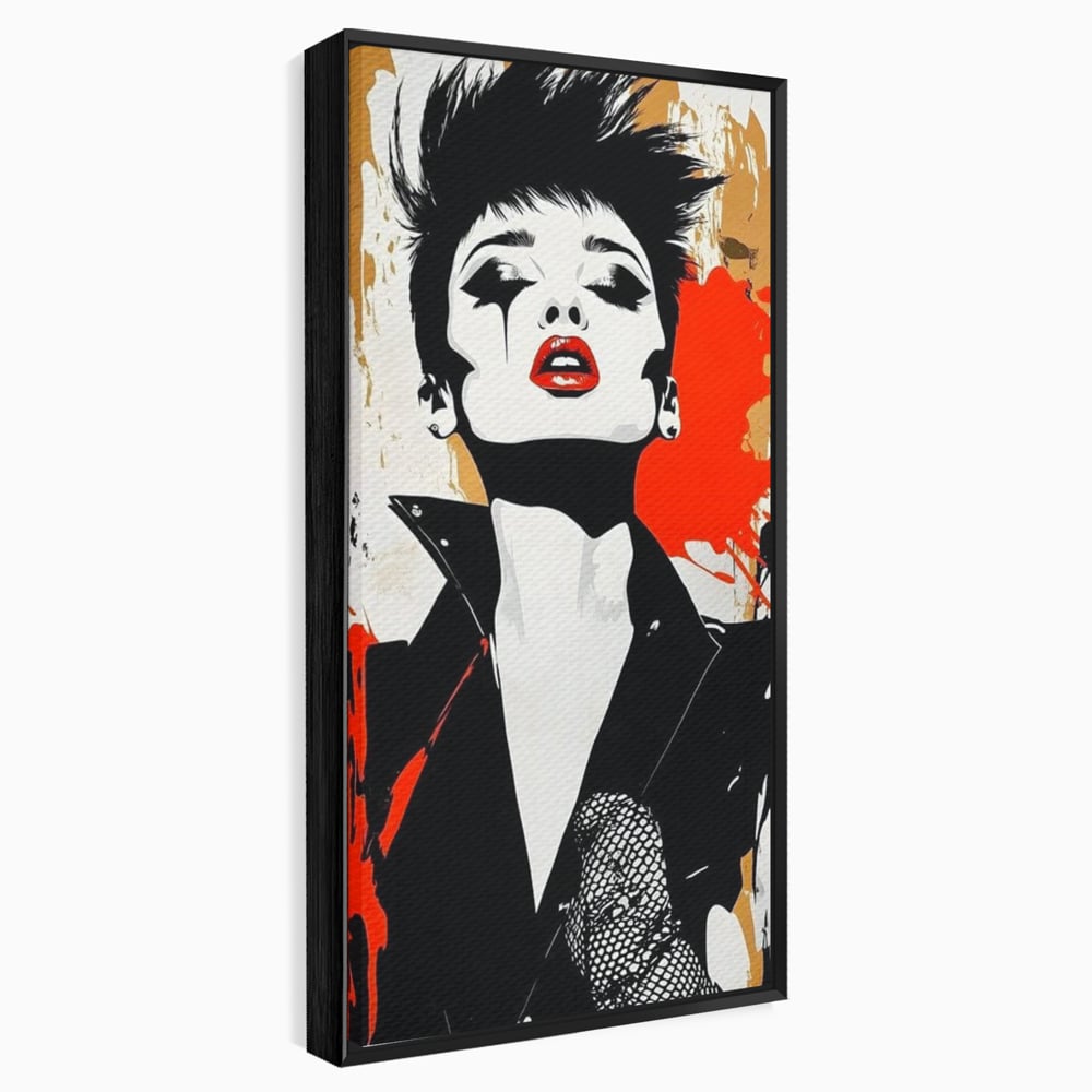 Tablou canvas cu tablou canvas cu femeie rebela, in rama de aluminiu negru
